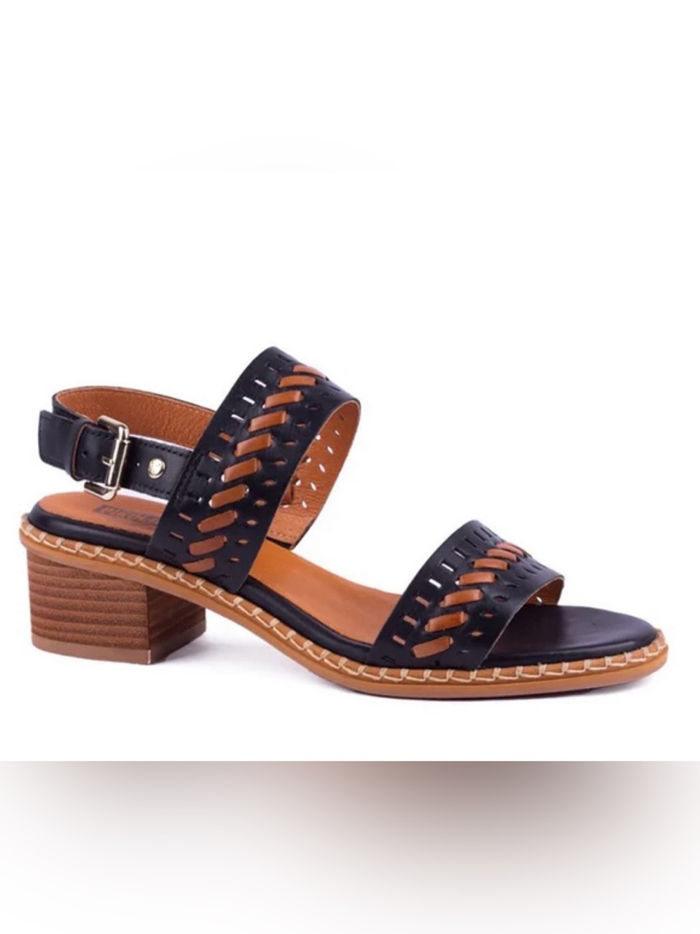 Pikolinos Blanes Size EU 39  or US 8.5 Black w/ Brown Braided Strap Sandals